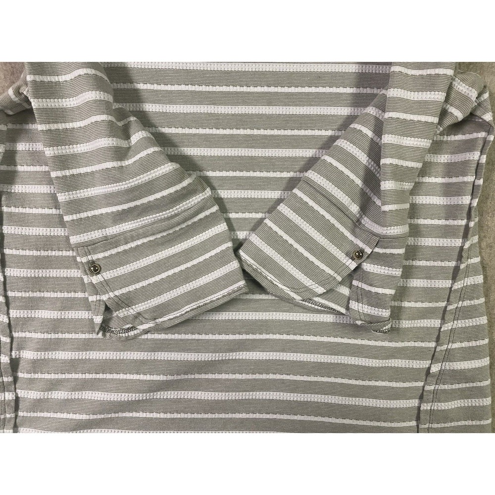 Zenergy by Chicos Grey & White Striped 3/4 Sleeve top Size 1XTunic Casual Comfy - Picture 4 of 12